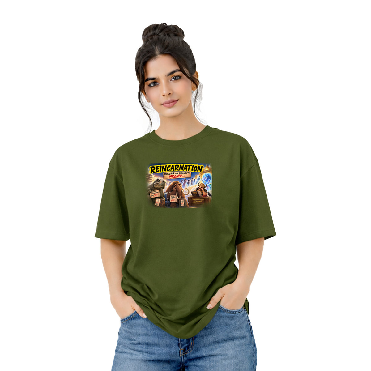Freethinker | Arif Women's Reincarnation Crew neck Oversized T-Shirt - (225 GSM heavyweight fabric)