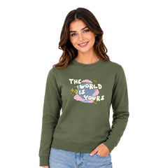 BestyPop Women’s Graphic Print Round Neck Sweatshirt - 270 GSM
