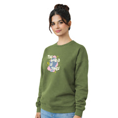BestyPop Women’s Graphic Print Round Neck Sweatshirt - 270 GSM