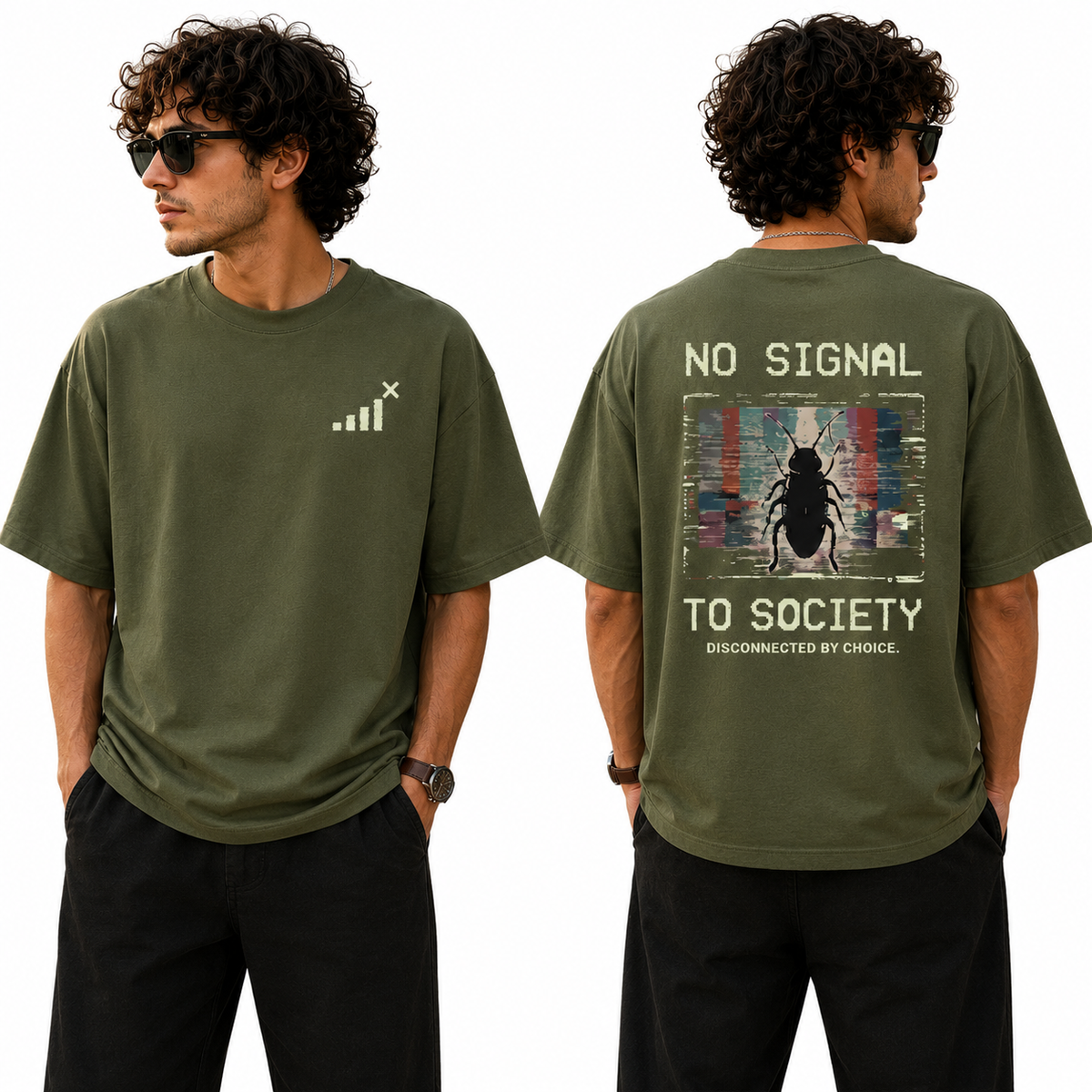 BestyPop Men’s Oversized T-Shirt - No Signal