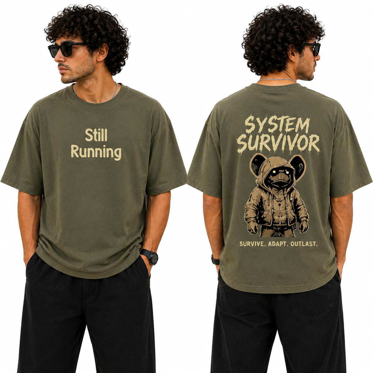 BestyPop Men’s Oversized T-Shirt - System Survival