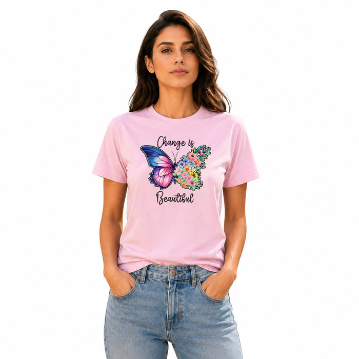 Bestypop Women's Crew Neck t-shirt - Change is beautiful (170 GSM single jersey)