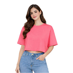 BestyPop Women’s Plain Crop top Oversized Half Sleeve