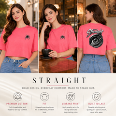 BestyPop Women’s Oversized Half Sleeve Crop Top - 220 GSM