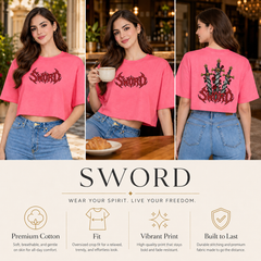 BestyPop Women’s Oversized Half Sleeve Crop Top - 220 GSM