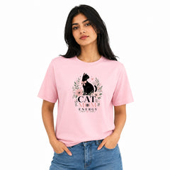Cat Lover's Round Neck T-Shirts For Women - Cat Mom - (170 GSM) single jersey