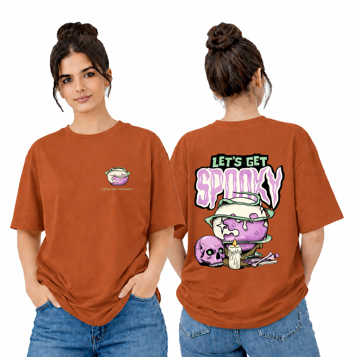Bestypop Women’s Oversized  Spooky Graphic T-Shirt