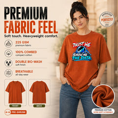 Freethinker | Arif Women's Show Me The Data  Crew neck Oversized T-Shirt - (225 GSM heavyweight fabric)