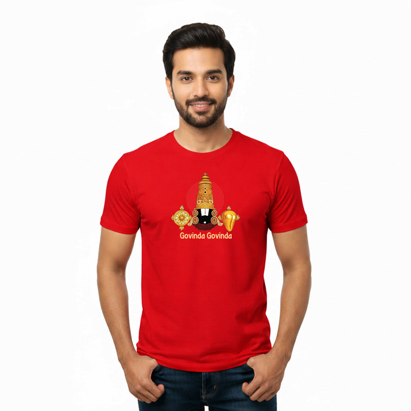 BestyPop Men’s Graphic Print Round Neck T-Shirt-Tirupathi Balaji (170 GSM single jersey)