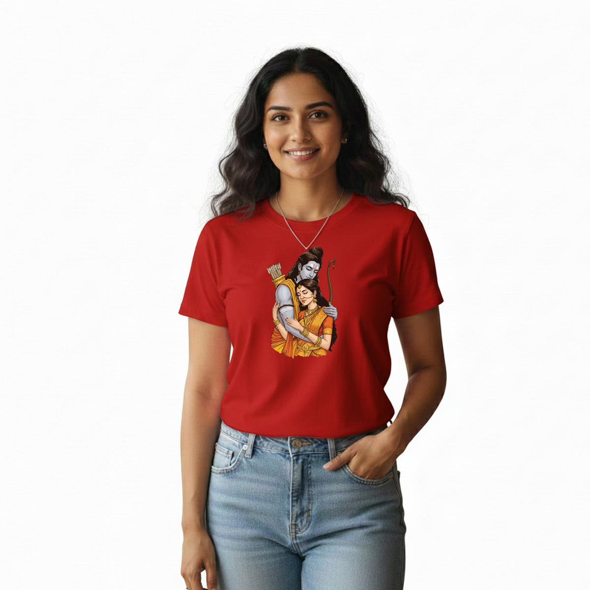 BestyPop Women’s Graphic Print Round Neck T-Shirt- Jai Shree Ram (170 GSM single jersey)