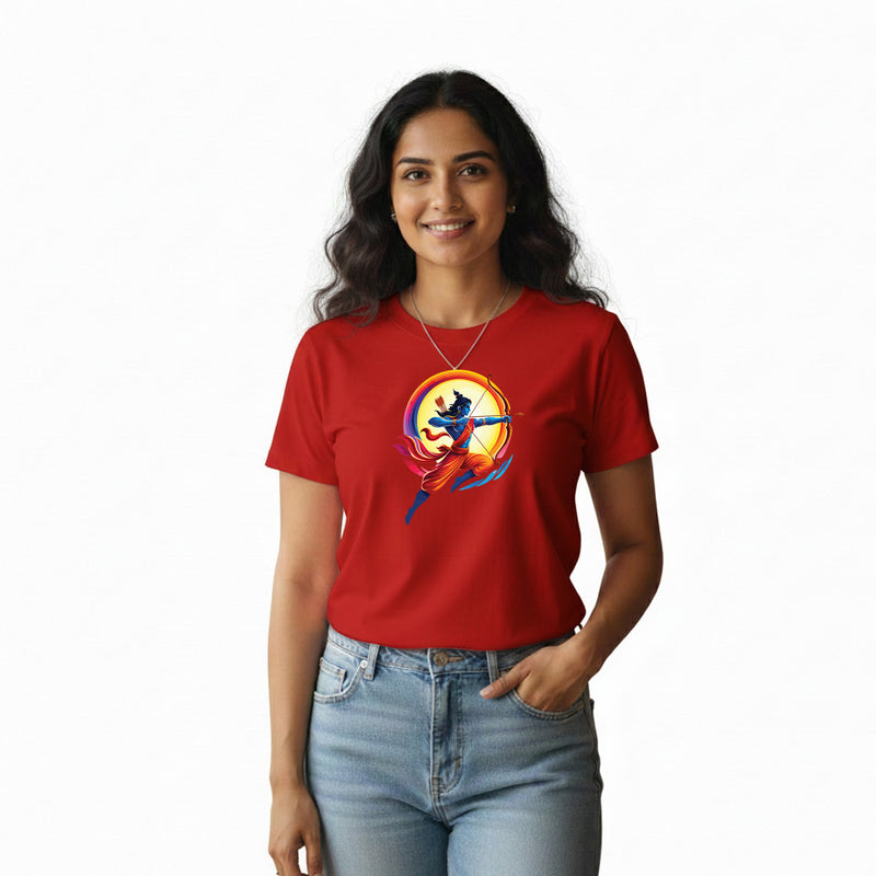 BestyPop Women’s Graphic Print Round Neck T-Shirt- Jai Shree Ram (170 GSM single jersey)