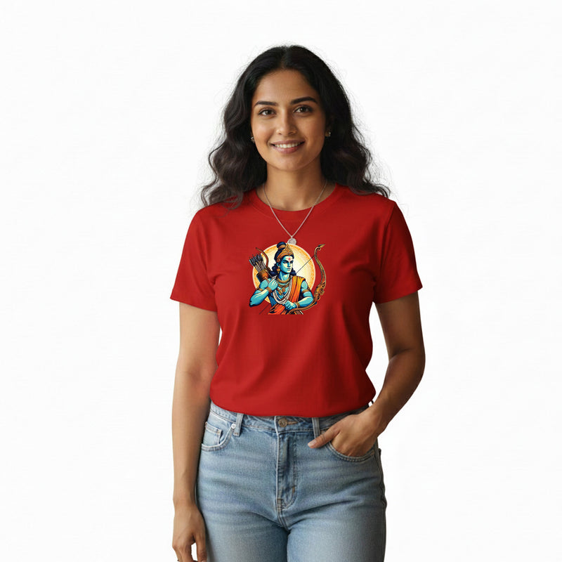 BestyPop Women’s Graphic Print Round Neck T-Shirt- Jai Shree Ram (170 GSM single jersey)