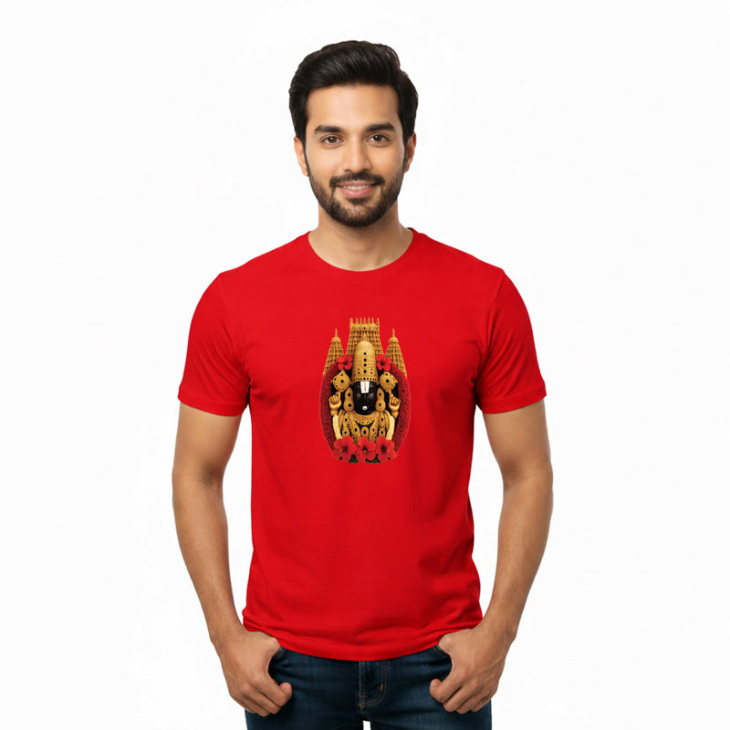 BestyPop Men’s Graphic Print Round Neck T-Shirt-Tirupathi Balaji (170 GSM single jersey)