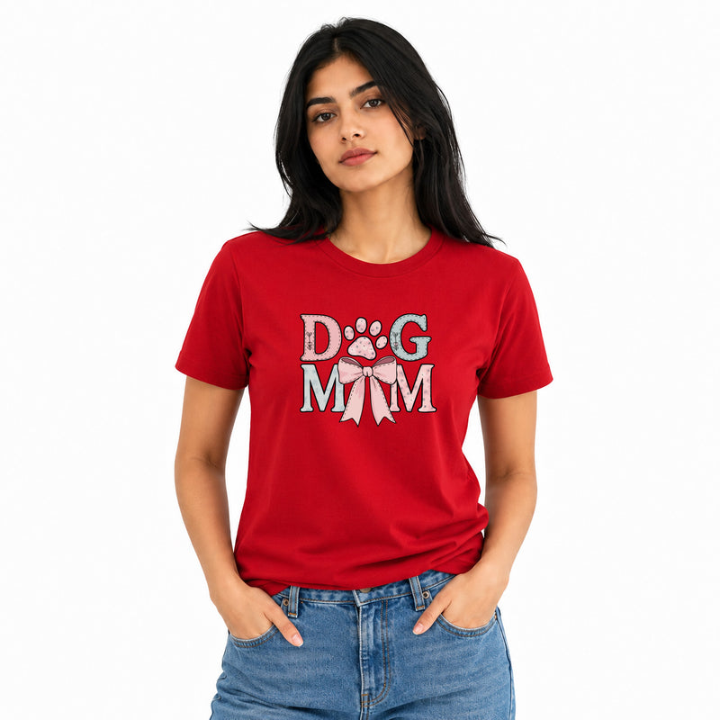 Dog Lover's Round Neck T-Shirts For Women - Dog Mom - (170 GSM) single jersey