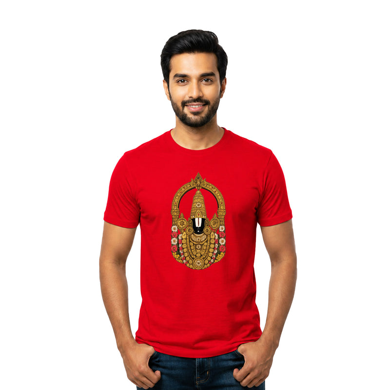 BestyPop Men’s Graphic Print Round Neck T-Shirt-Tirupathi Balaji (170 GSM single jersey)