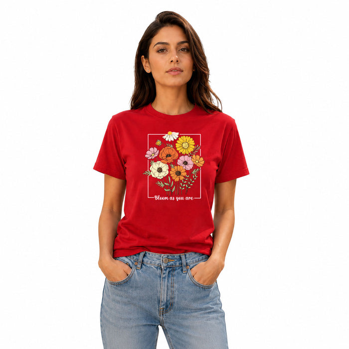 Bestypop Women's Crew Neck t-shirt - Bloom as you are (170 GSM single jersey)