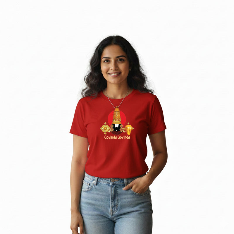 BestyPop Women’s Graphic Print Round Neck T-Shirt-Thirupathi Balaji (170 GSM single jersey)