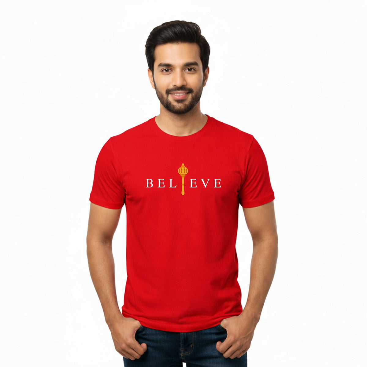 BestyPop Men’s Graphic Print Round Neck T-Shirt- Hanuman (170 GSM single jersey)