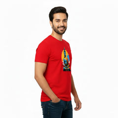 BestyPop Men’s Graphic Print Round Neck T-Shirt- Buddha (170 GSM single jersey)