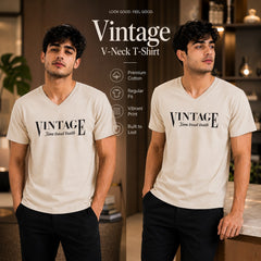 BestyPop Men’s Graphic Print V-Neck T-Shirt- 190GSM