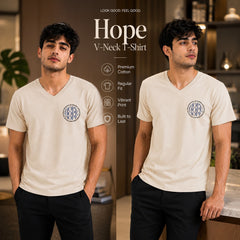 BestyPop Men’s Graphic Print V-Neck T-Shirt- 190GSM