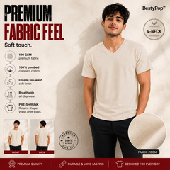 BestyPop Men’s Plain V-Neck T-Shirt