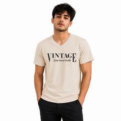 BestyPop Men’s Graphic Print V-Neck T-Shirt- 190GSM