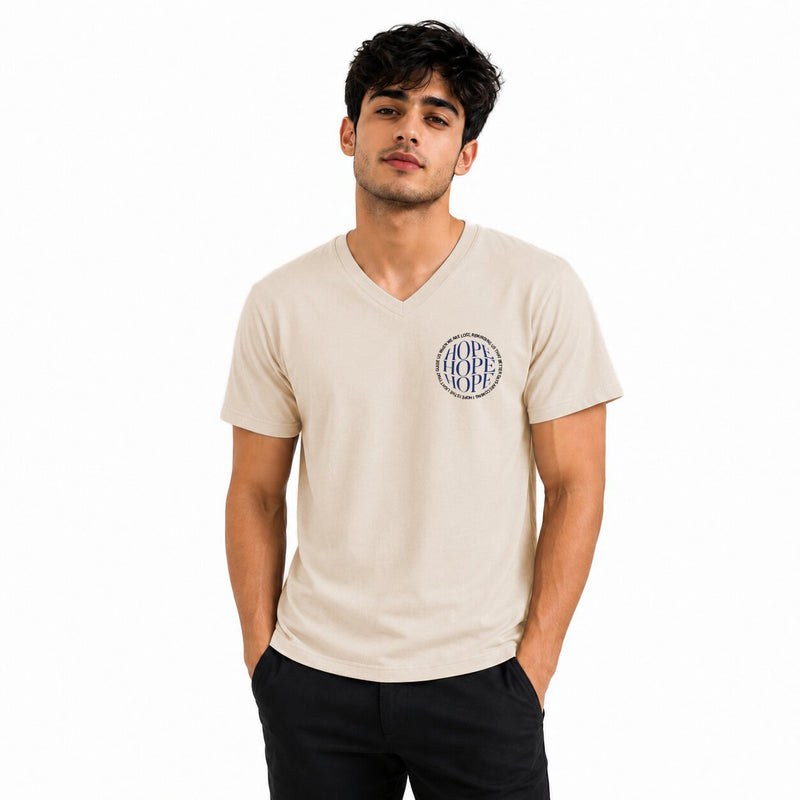 BestyPop Men’s Graphic Print V-Neck T-Shirt- 190GSM