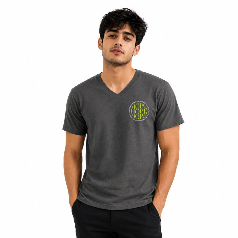 BestyPop Men’s Graphic Print V-Neck T-Shirt- 190GSM