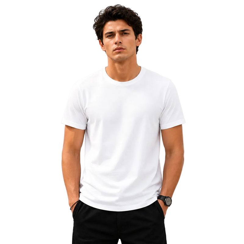 Men’s Plain Round Neck T-Shirt - 190 GSM Single Jersey