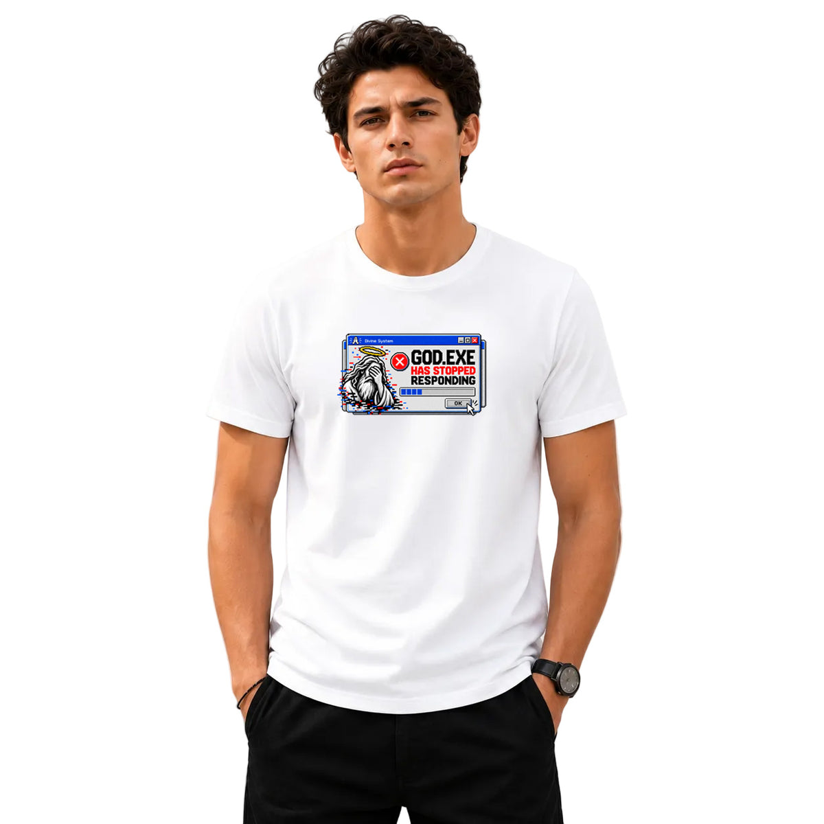 Freethinker | Arif Men's God Has Stopped Responding Crew Neck T-Shirt - (170 GSM single jersey)