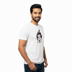 BestyPop Men’s Graphic Print Round Neck T-Shirt- Krishna (170 GSM single jersey)