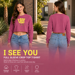 BestyPop Women’s Oversized full Sleeve Crop Top