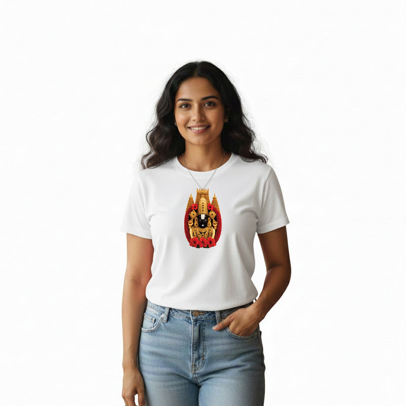 BestyPop Women’s Graphic Print Round Neck T-Shirt-Thirupathi Balaji (170 GSM single jersey)