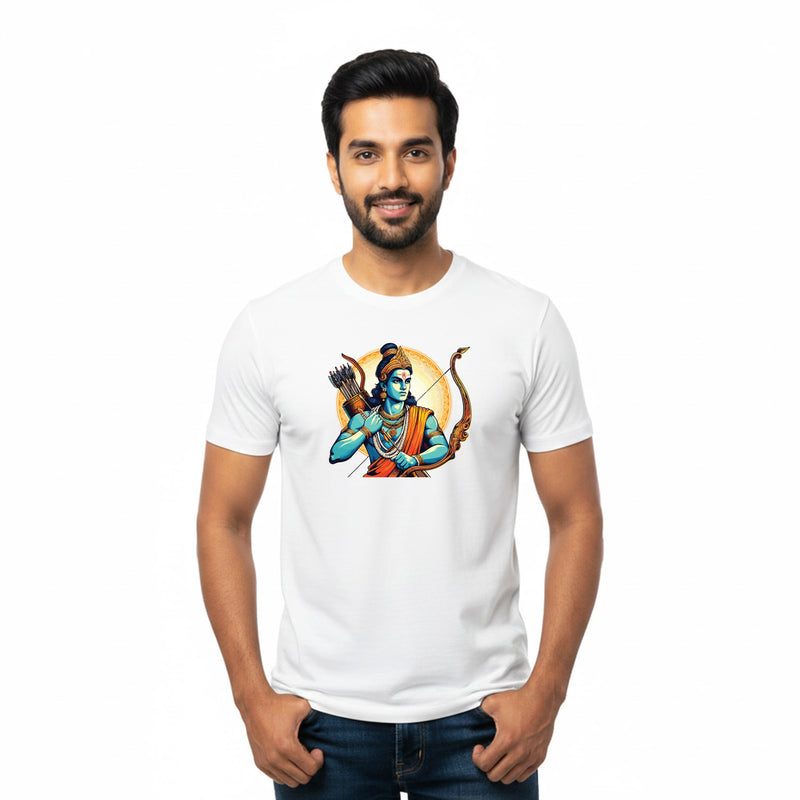 BestyPop Men’s Graphic Print Round Neck T-Shirt- Jai Shree Ram (170 GSM single jersey)