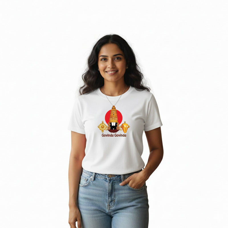 BestyPop Women’s Graphic Print Round Neck T-Shirt-Thirupathi Balaji (170 GSM single jersey)