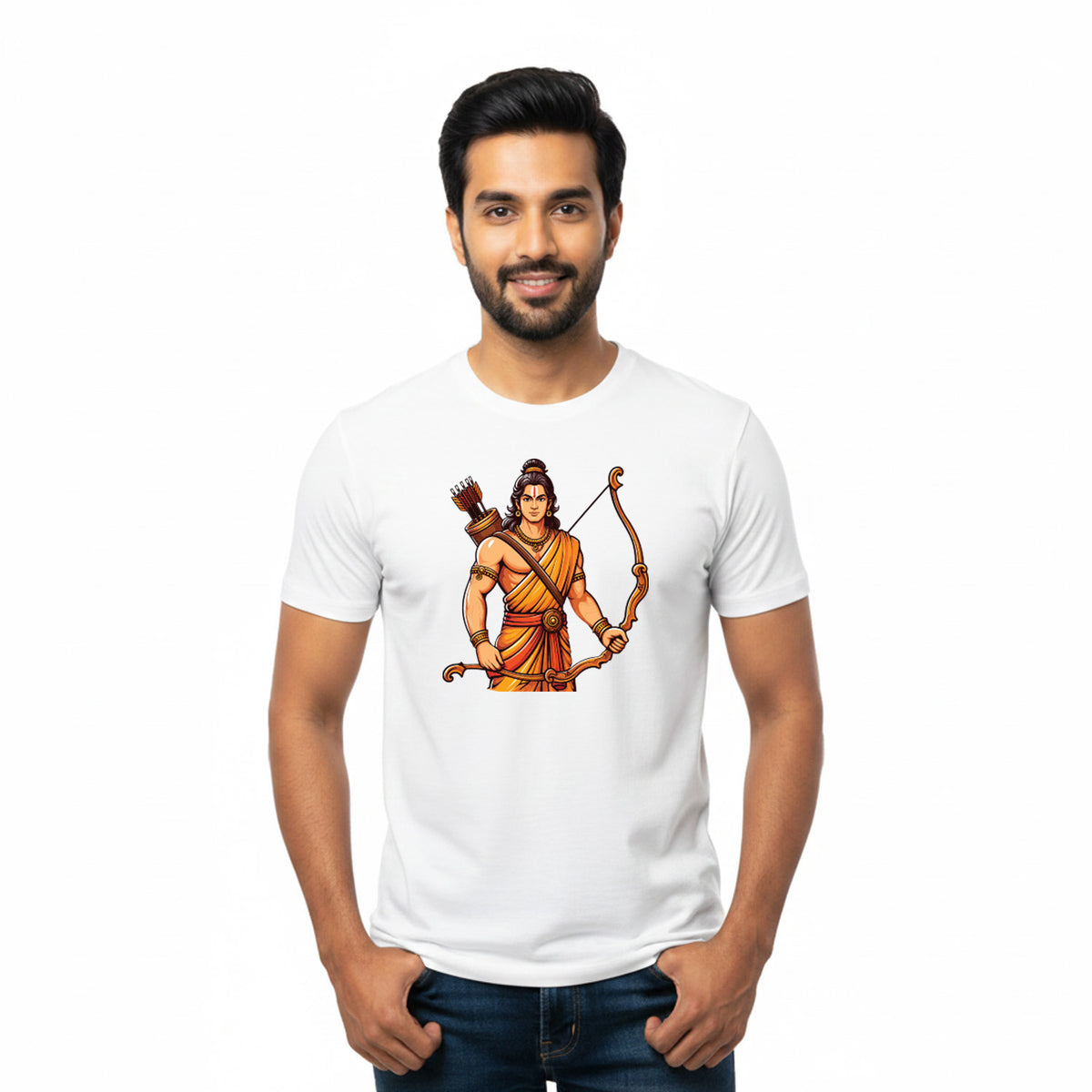 BestyPop Men’s Graphic Print Round Neck T-Shirt- Jai Shree Ram (170 GSM single jersey)