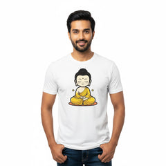 BestyPop Men’s Graphic Print Round Neck T-Shirt- Buddha (170 GSM single jersey)
