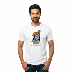 BestyPop Men’s Graphic Print Round Neck T-Shirt- Krishna (170 GSM single jersey)