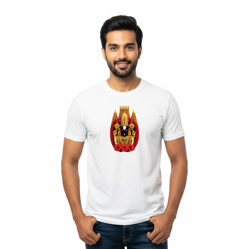 BestyPop Men’s Graphic Print Round Neck T-Shirt-Tirupathi Balaji (170 GSM single jersey)