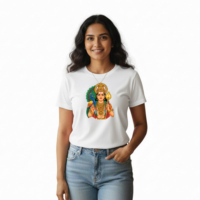 BestyPop Women’s Graphic Print Round Neck T-Shirt- Murugan (170 GSM single jersey)