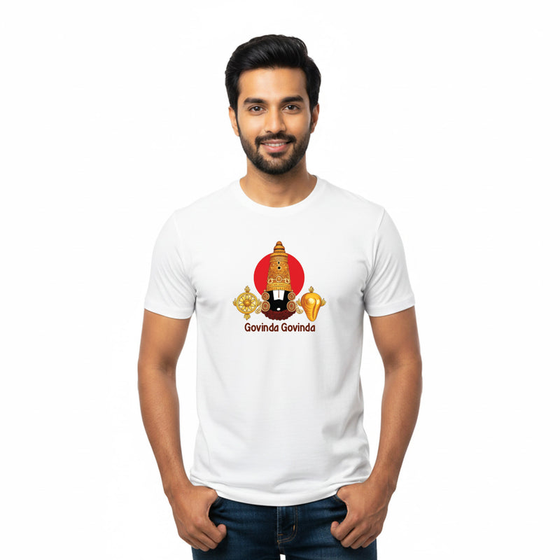 BestyPop Men’s Graphic Print Round Neck T-Shirt-Tirupathi Balaji (170 GSM single jersey)