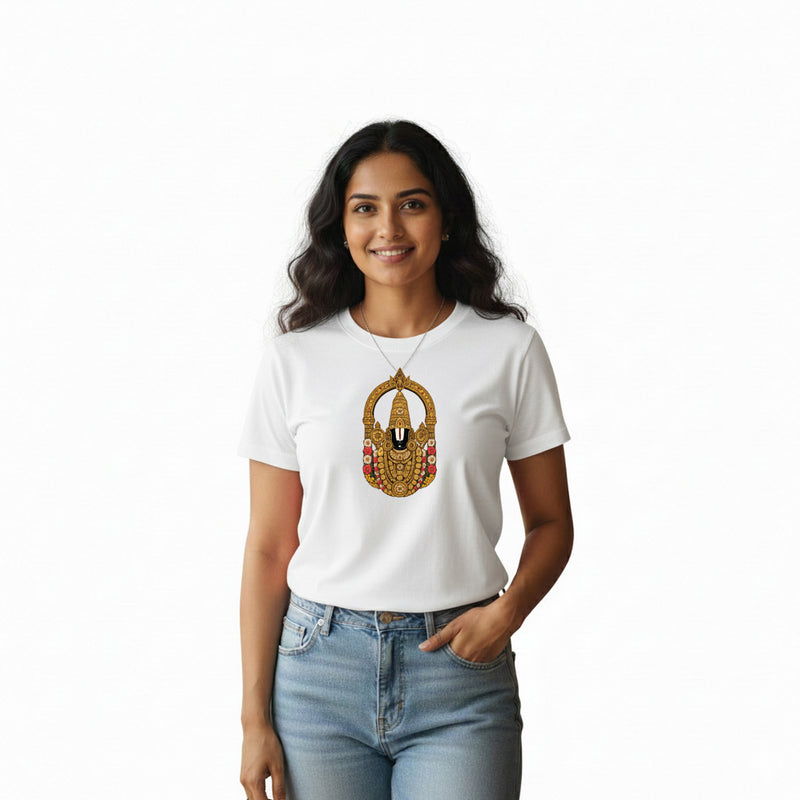 BestyPop Women’s Graphic Print Round Neck T-Shirt-Thirupathi Balaji (170 GSM single jersey)