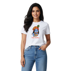 BestyPop Women’s Graphic Print Round Neck T-Shirt- Krishna (170 GSM single jersey)