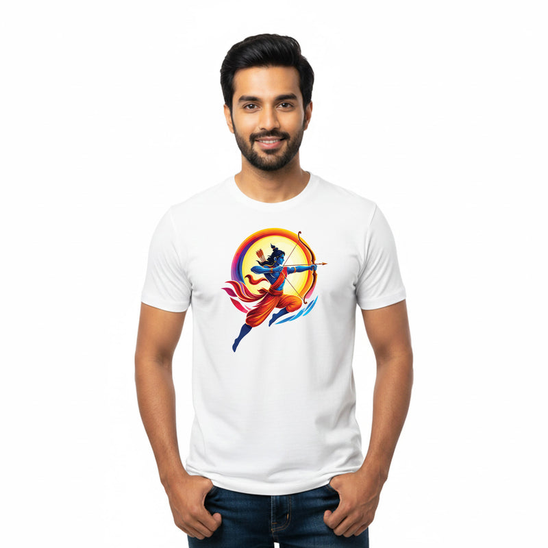 BestyPop Men’s Graphic Print Round Neck T-Shirt- Jai Shree Ram (170 GSM single jersey)