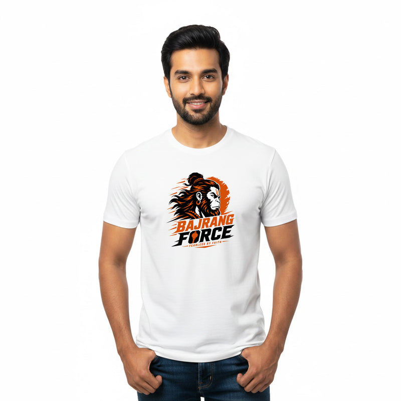 BestyPop Men’s Graphic Print Round Neck T-Shirt- Hanuman (170 GSM single jersey)