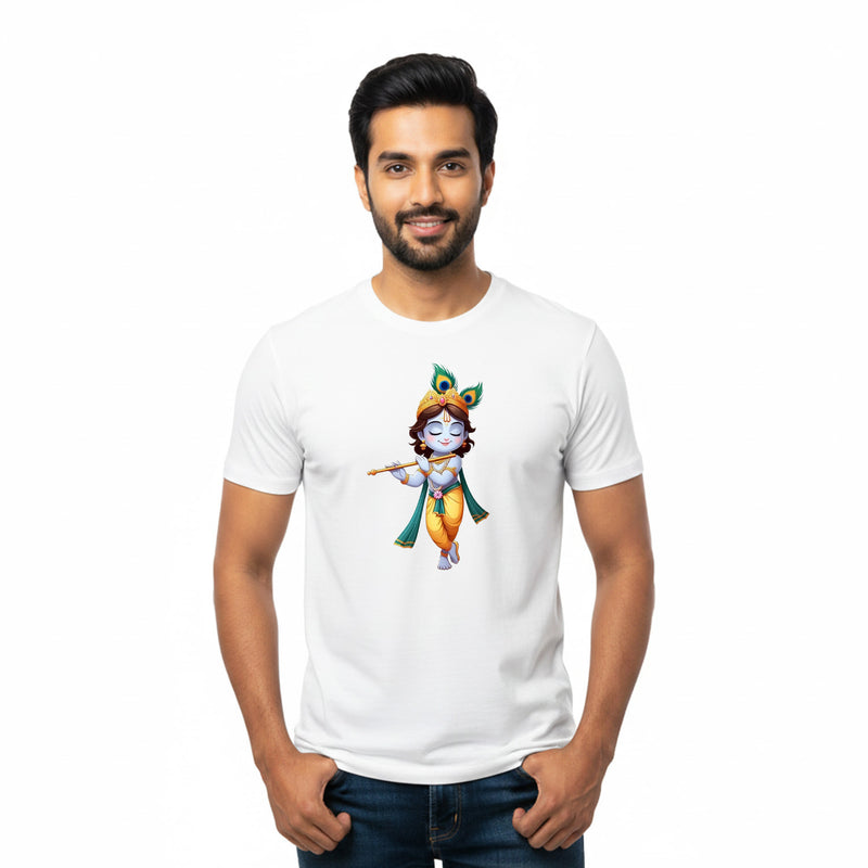 BestyPop Men’s Graphic Print Round Neck T-Shirt- Krishna (170 GSM single jersey)