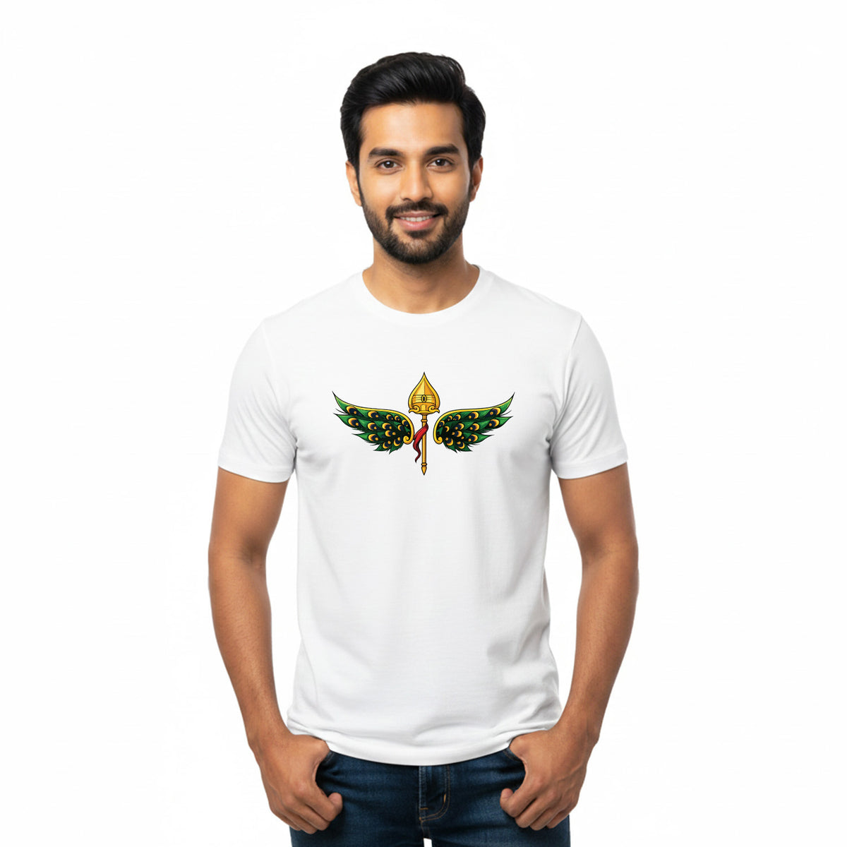 BestyPop Men’s Graphic Print Round Neck T-Shirt- Murugan (170 GSM single jersey)