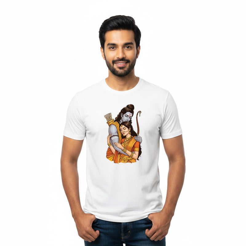 BestyPop Men’s Graphic Print Round Neck T-Shirt- Jai Shree Ram (170 GSM single jersey)