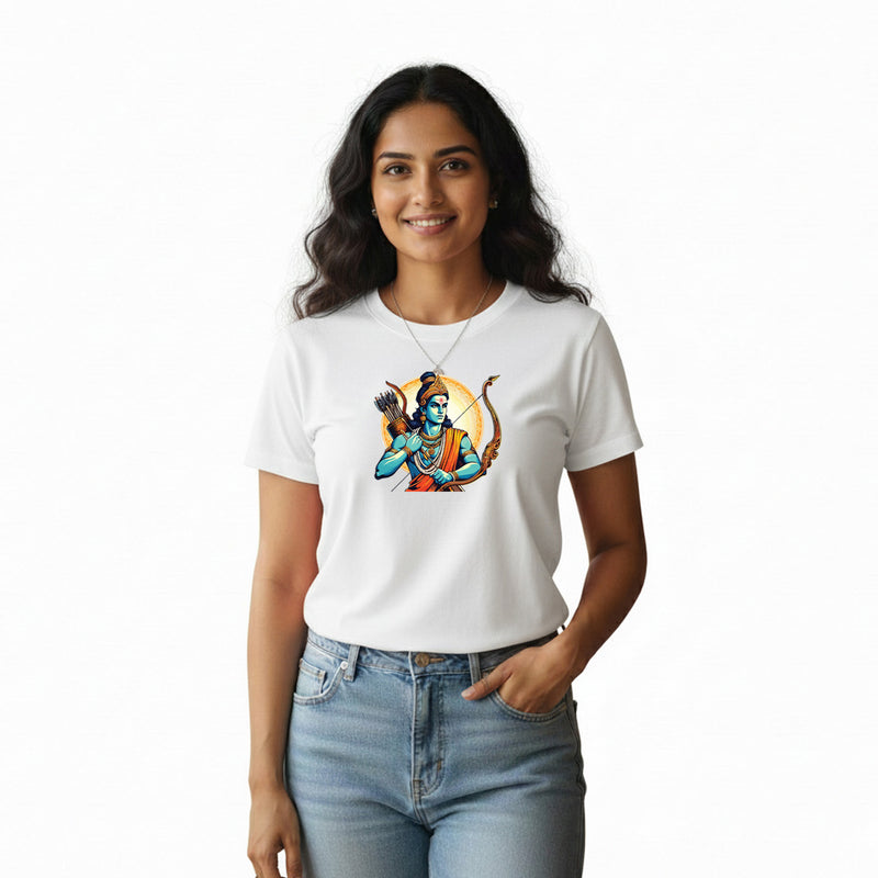 BestyPop Women’s Graphic Print Round Neck T-Shirt- Jai Shree Ram (170 GSM single jersey)
